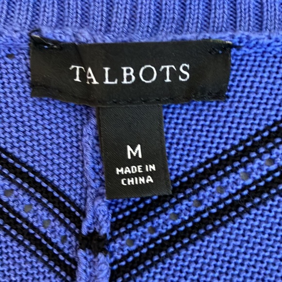 Beautiful royal blue V necked cotton rayon sweater w/raglan sleeves & black knit - Picture 6 of 10